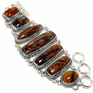 NEW - Golden Pietersite Stone Sterling Adjustable Bracelet - HOLIDAY SALE!